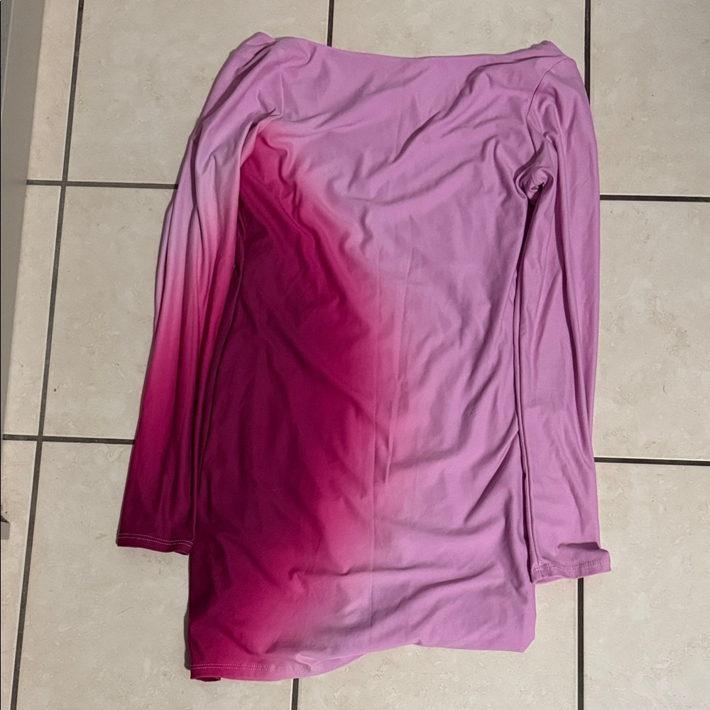 Fashion Nova Gradient Pink Long Sleeve Top